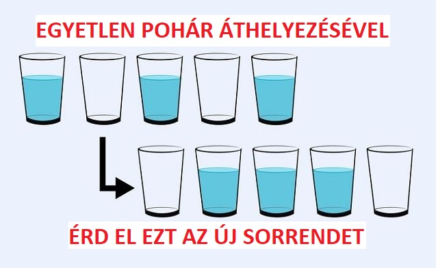 Vigyázat, nagyon cseles, ezt csak a legfurfangosabbak tudják: helyezz át úgy egy poharat, ezt az új sorrendet kapd